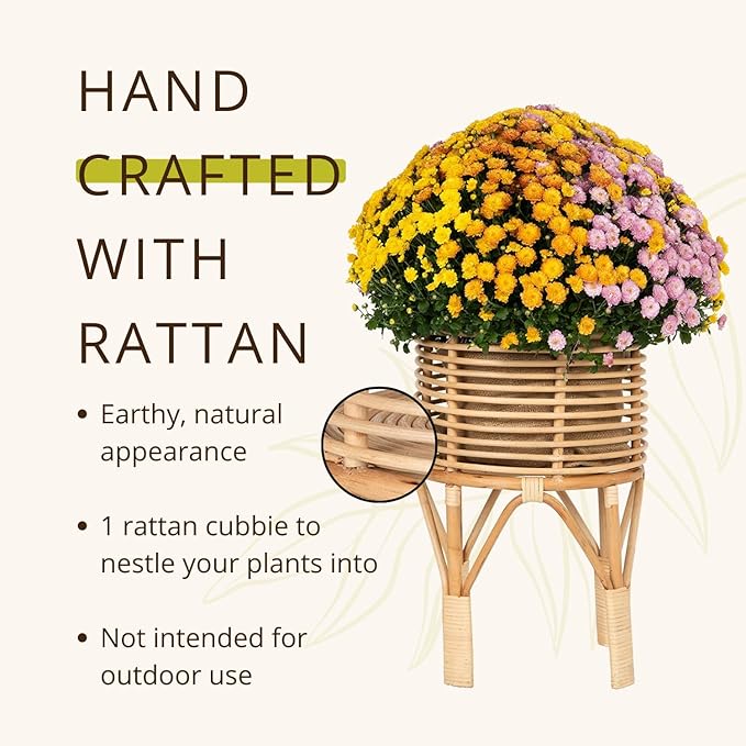 KOUBOO Rattan Indoor Plant Stand, Small, Natural Planter Brown