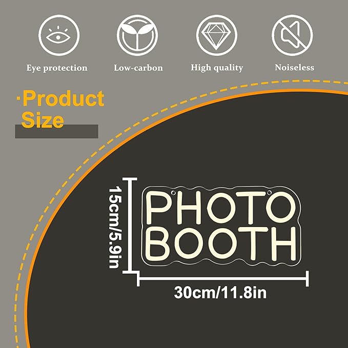Photo Booth Neon Sign, Dimmable Photo Studio Sign Led Neon Light Led Light for Photography Bedroom Wedding Engagement Party Reception Gifts(11.8 * 5.9in)
