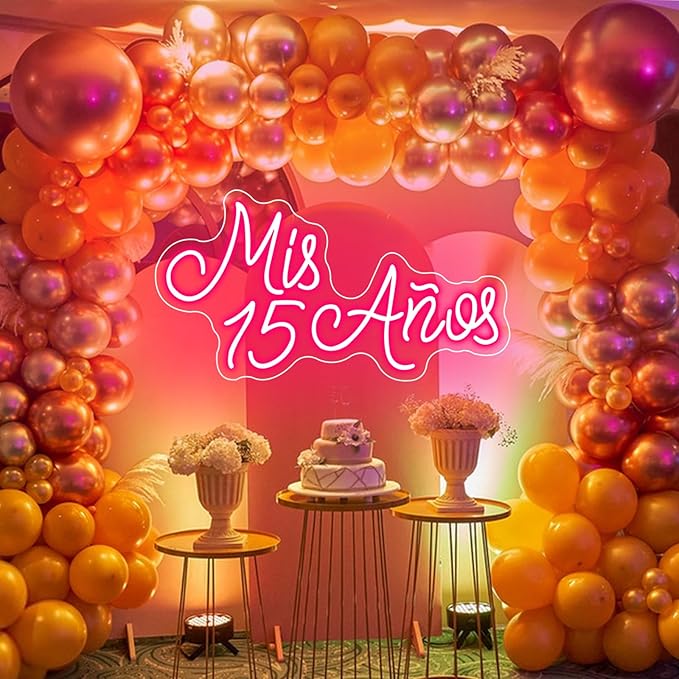 Mis 15 Años Neon Sign for Wall Decor, 15th Birthday Party Led Neon Light, USB Powered with Dimmer Switch Neon Lights for Mis Quince Party Decor,Sweet 15 Quinceanera Party Sign,Gifts for Lover