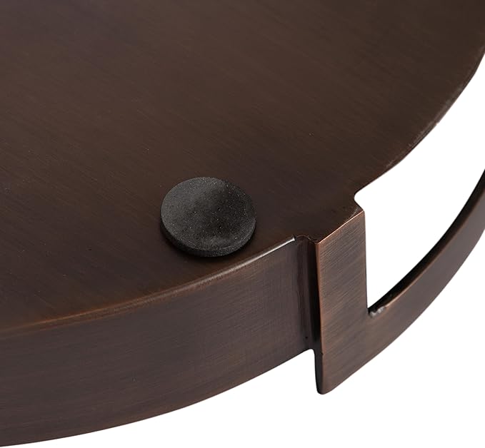Kate and Laurel Myo Transitional Metal Round Tray, 15 Inch Diameter, Bronze, Modern Glam Circular Decorative Serving Tray with Handles for Use as Living Room Ottoman Table or Entryway Tray Decor