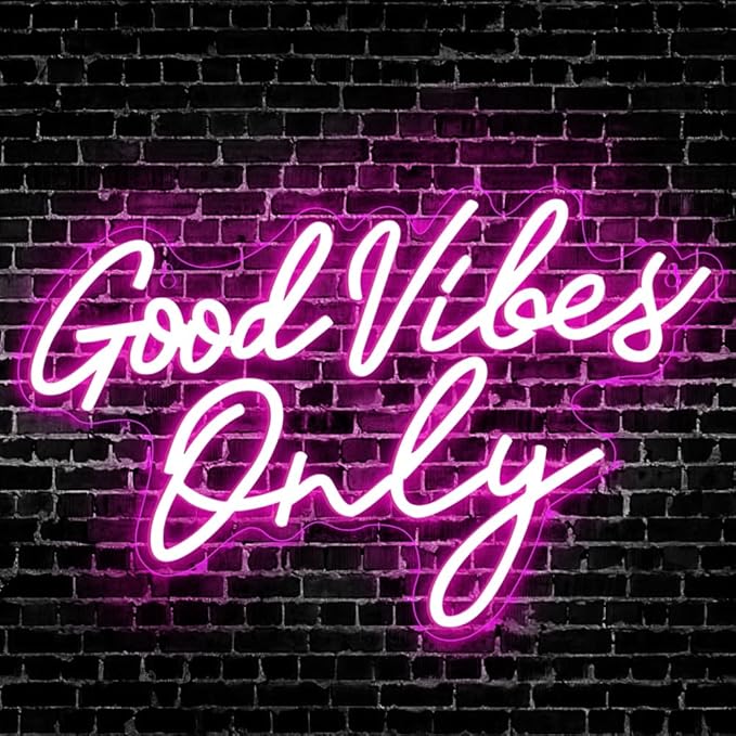 Good Vibes Only Neon Sign,Good Vibes Neon Signs for Wall Decor,Beautiful Pink Good Vibes Only Neon Light Sign for Girls Bedroom Decoration,Party,Birthday,Wedding,Salon Shopping Mall Home Wall Decor