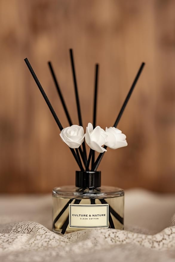 CULTURE & NATURE Reed Diffuser Set 6.7oz (200ml) Floral Bouquet Scented Diffuser with Sticks Home Fragrance Reed Diffuser for Bathroom Shelf Decor