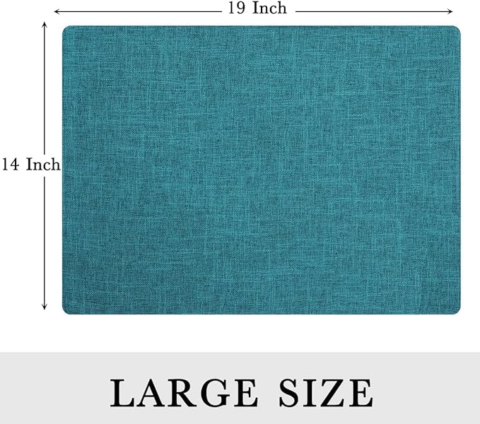 homing Teal Cloth Easter Placemats Set of 4 – Cotton Linen Blend Washable Spring Dining Table Mats for Easter, Indoors & Outdoors, Easy to Clean, 13 x 19 Inch