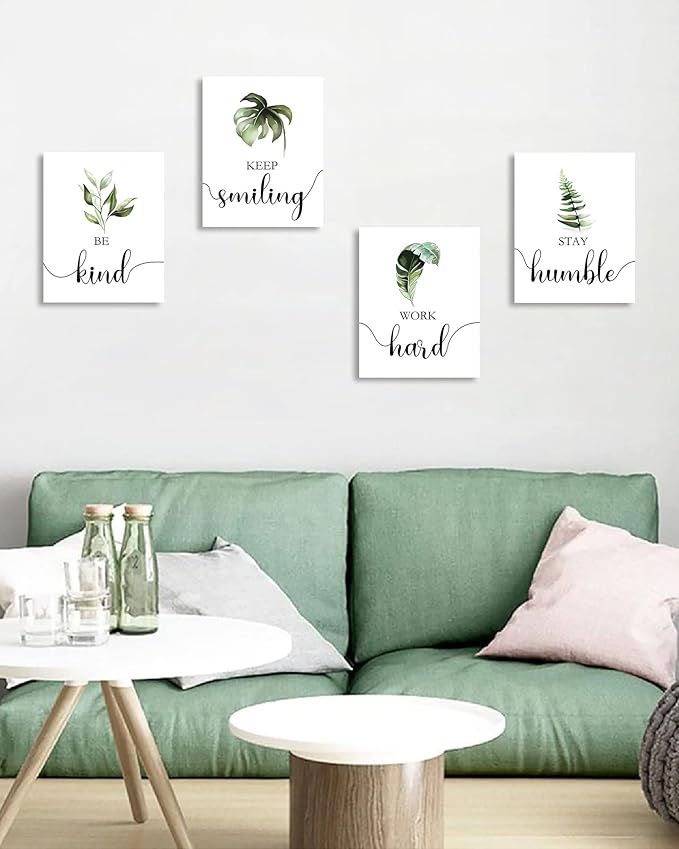 Boho Botanical Plant Inspirational Wall Decor, Motivational Wall Art, Office & Bedroom Wall Decor, Positive Quotes & Sayings, Daily Affirmations for Men, 8x10 inch (20x25 cm,Wooden Frames)