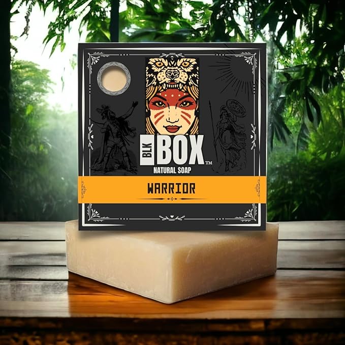 Black Box USA MADE 5oz Men's Natural Bar Soap Made from Moisturizing Natural Oils - Handmade Cold Process Soap No Harsh Chemicals - Citrus, Floral & Deep Musks (WARRIOR)