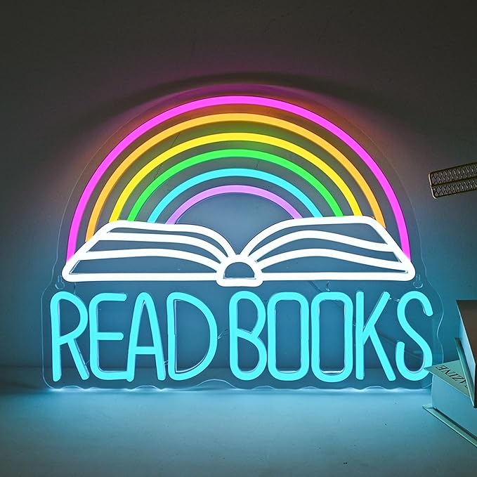 Read Books Neon Sign Book Neon Light Colorful Rainbow Neon Light sign Read More Books Neon Signs Library Classroom Reading Room Bookstore Bookish Decoration Kids Gifts