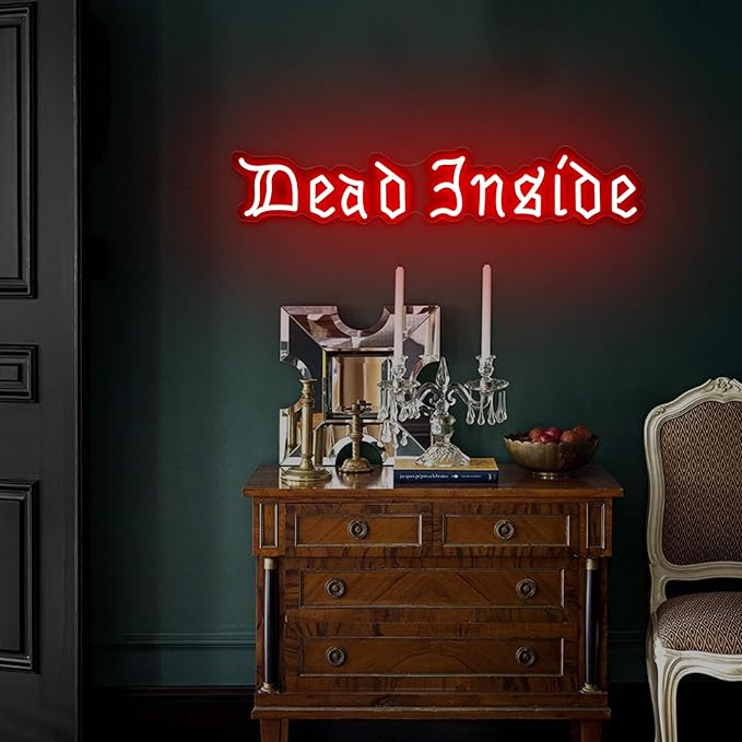 Dead Inside Neon Sign for Wall Decor,Gothic Horror Home Decor,Halloween Party Wall Decor,Gothic Lover Gifts,USB Powered With Switch-25''