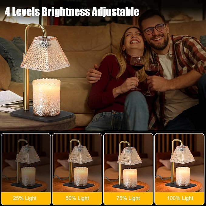 Candle Warmer Lamp with Timer & Dimmer - Electric Candle Wax Melt Warmer with Adjustable Height for Scented Candle Wax, Homer Décor and House Warming Birthday Gifts for Women Mom