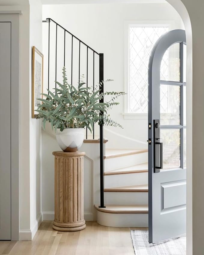 Briful Artificial Eucalyptus Willow Branches 33'' Tall Gray Fake Eucalyptus Stems Arrangement, Realistic Faux Greenery Stems, Indoor Plant, Home Housewarming Farmhouse Porch Vase Decor, Set of 3
