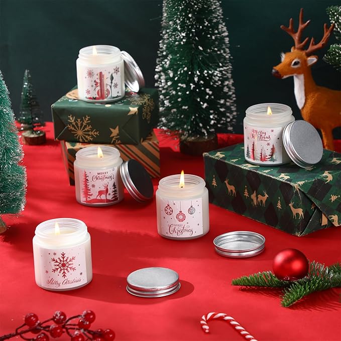 MTLEE 10 Pcs Christmas Candle Gift Set Scented 10 Fragrances Aromatherapy Candle Gift Set for Women Christmas Holiday Presents(Silver Lid)