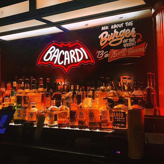 Bacardi Rum neon commercial sign for store wall decor,USB Powered Neon Bar Signs,Neon Lights for Man Cave, Bedroom, Home Bar, Store, Club, Bistro, Party, Gifts (Bar)