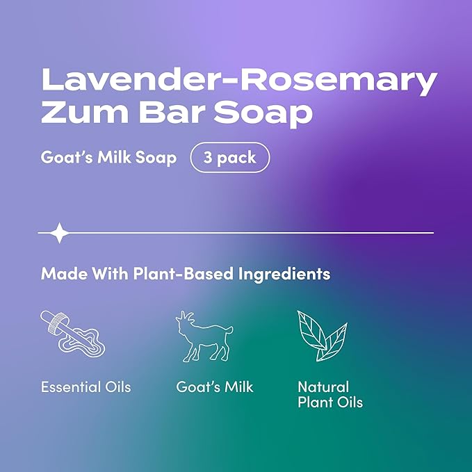 Zum Bar Goat's Milk Soap - Lavender-Rosemary - 3 Ounce (Pack of 3)
