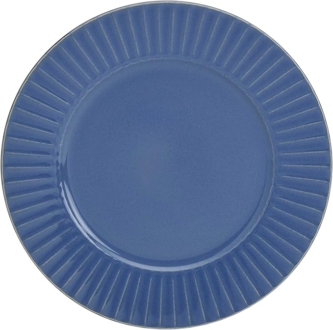 Tabletops Gallery Richmond 12-Piece Reactive Glaze Stoneware Dinnerware Set of Kitchen Dishes, Dinner Plates, Cereal Bowls, Service for 4, Blue