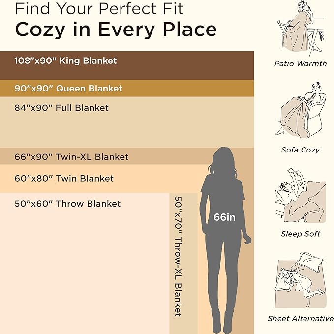 Bedsure Sherpa Blanket Queen Size for Bed - Super Soft Cozy Plush Fleece Thick Warm Blanket for Winter, Beige, 90x90 Inches