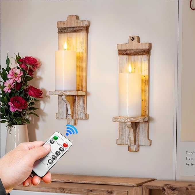 Homemory White 3x6 Inch Flameless Candles Battery Operated with Remote Timer, Real Wax LED Pillar Candle for Home Fireplace Bedroom Living Room Party, Set of 2