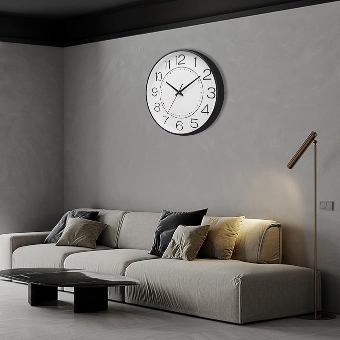 HZDHCLH Modern Wall Clocks Battery Operated,10 inch White Clock for Wall,Silent Small Wall Clock for Living Room Bedroom Kitchen Office Nursery Decor