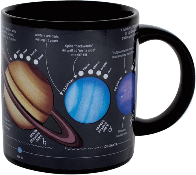 The Unemployed Philosophers Guild Heat Transforming Color Changing Planet Mug - Hot Coffee Reveals the Solar System, Comes in a Fun Box, 12oz