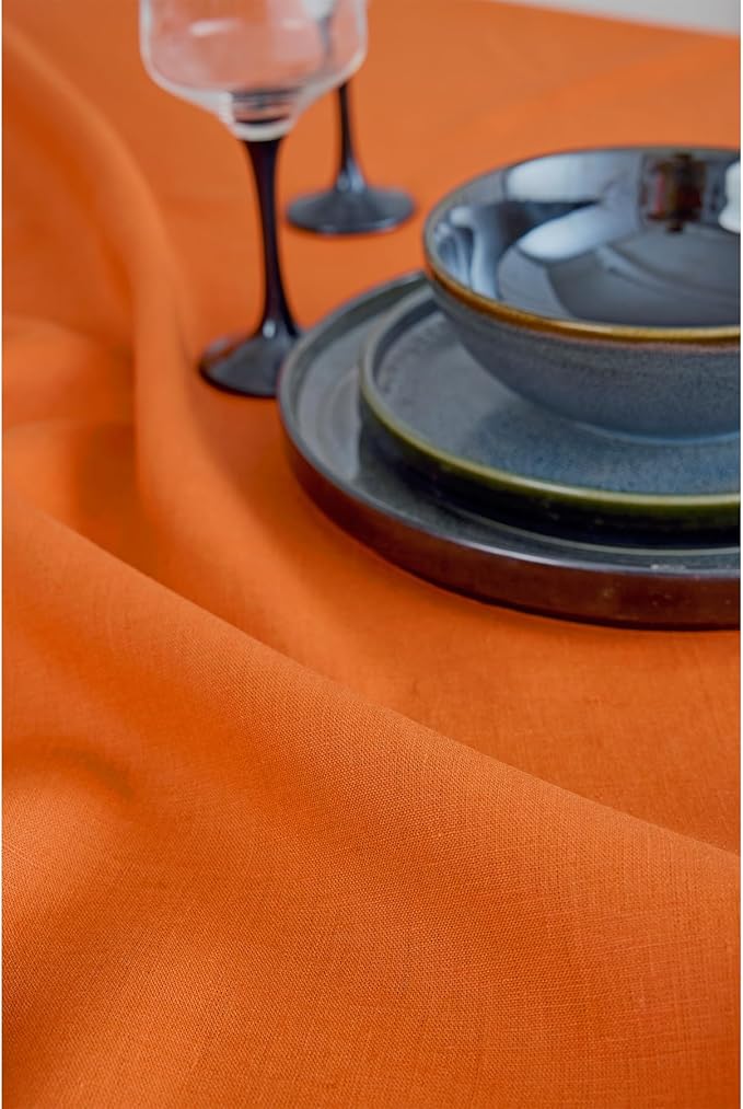 Solino Home Linen Placemats Set of 4 - Persimmon Orange Placemats 14 x 19 Inch - 100% Pure Linen Table Place Mats for Summer, Fall - Fete