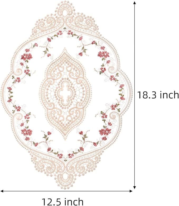 AVLA 6 Pack Lace Placemats, Retro French Style Cup Mat, Embroidered Dinning Table Place Mats, Fashionable Flower Vintage Crochet Lunchmat Doilies, Hollow Vase Mat for Home Kitchen Wedding Decoration