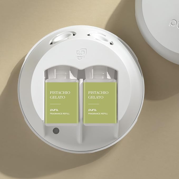 Pura - Smart Home Fragrance Diffuser Refill - Home Scent - up to 120-Hours of Fragrance per Vial - Clean & Safe Diffuser - 2 Pack - Pistachio Gelato