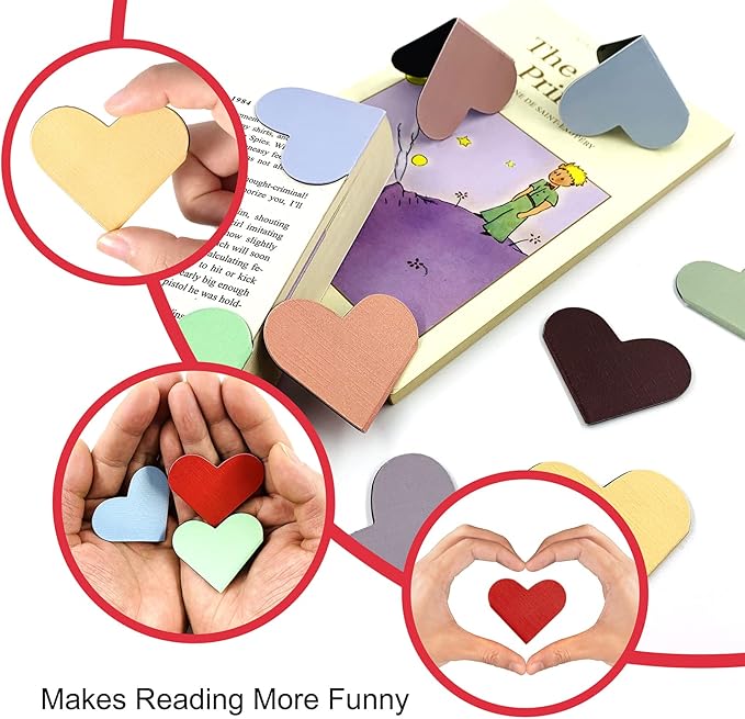10 Pack Heart Cute Magnetic Bookmarks Bulk for Books, Assorted Magnetic Page Corner Bookmarks for Book Lovers,Women,Men,Teachers,Birthday Christmas Graduation Gift (Multicolor)