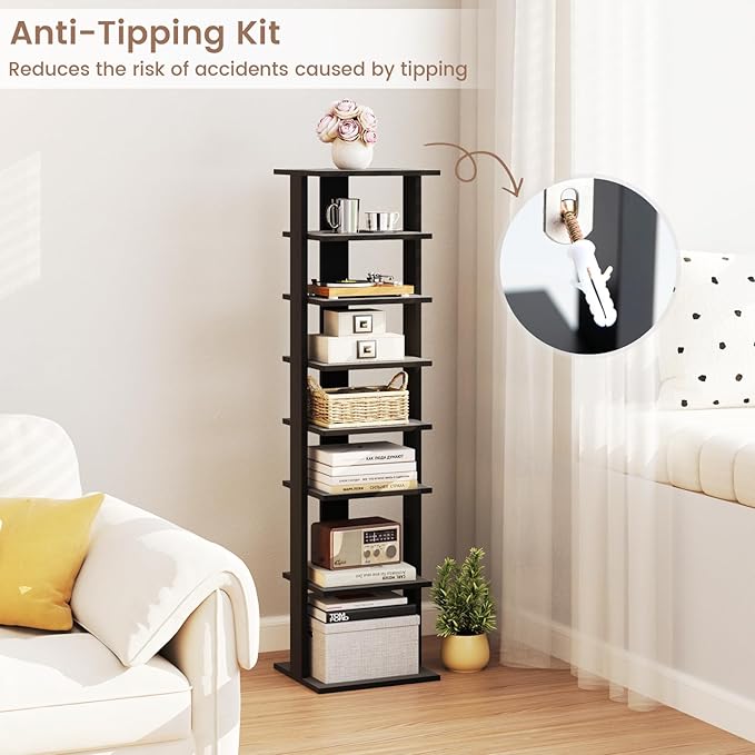 Tangkula 8-Tier Vertical Shoe Rack, Space-Saving Corner Shoe Organizer for 7 Pairs, Narrow Shoe Storage for Entryway, Front Door, or Closet