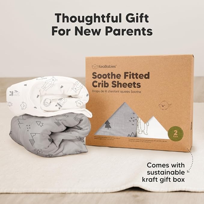 2-Pack Organic Crib Sheets for Boys, Girls - Jersey Fitted Crib Sheet, Baby Crib Sheets Neutral, Crib Mattress Sheet, Cotton Crib Sheets, Breathable Crib Sheet, Baby Mattress Sheets (Rainbow)