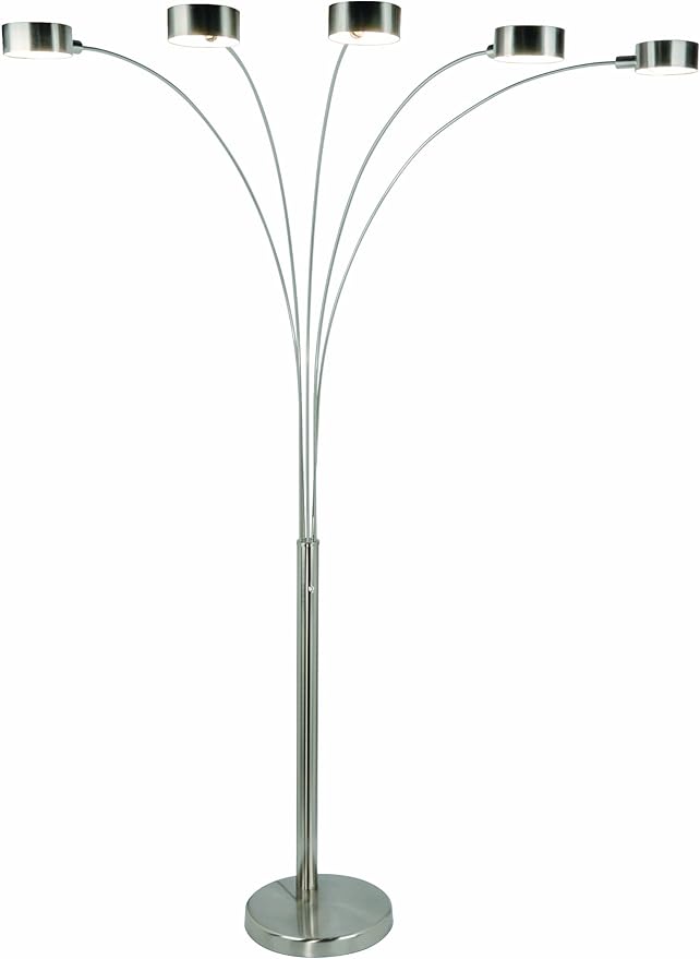 Artiva USA Micah - 5 Arc Floor Lamp w/Dimmer Switch, 360 Degree Rotatable Shades - Bright & Attractive, Brushed Steel