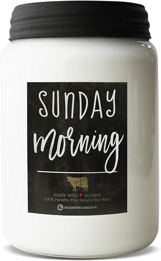 Milkhouse Candle Company - Sunday Morning - 26oz Beeswax and Soy Candles - Farmhouse Collection - 100% Natural, Paraffin Free, with Premium Fragrance Oil, Glass Jars with Lids