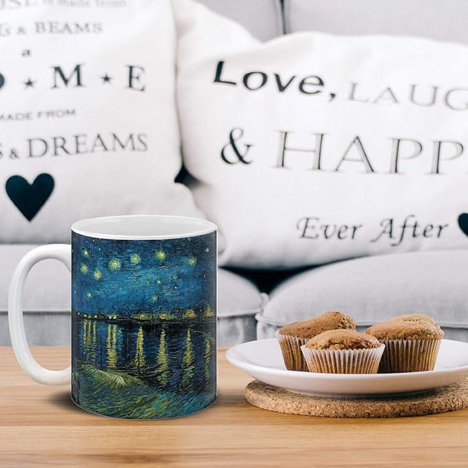 MUGBREW Classic Art The Starry Night Over The Rhone Vincent Van Gogh Ceramic Coffee Mug Tea Cup, 11 OZ
