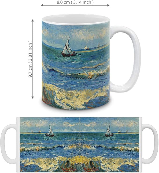 MUGBREW Classic Art Seascape Near Les Saintes Maries De La Mer Vincent Van Gogh Ceramic Coffee Mug Tea Cup, 11 OZ