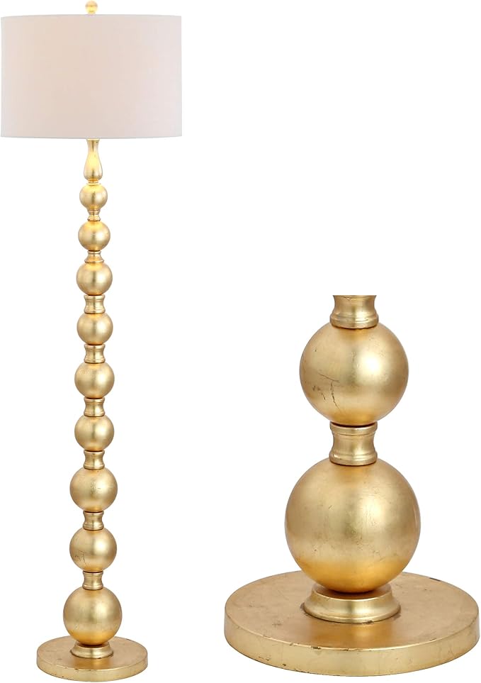 Jonathan Y JYL5048A Adriana 62.5" Metal LED Floor Lamp, Contemporary, Modern, Transitional, Office, Living Room, Family Room, Dining Room, Bedroom, Guest Room, Hallway, Foyer, Gold