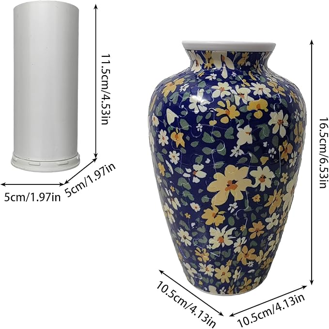 3D Puzzle Vase Unique Flower Vase for Adults Made by 120 Curved Plastic Puzzle Pieces, Vases for Flower Home Creative Gift for Parents & Housewarming