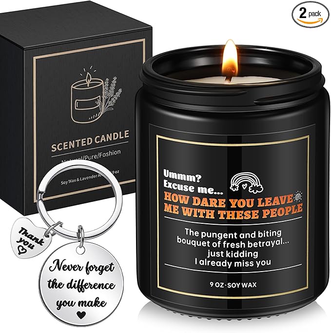 Funny Farewell Gifts: Retirement Scented Candle and Keychain Set for Men, Women & Coworkers