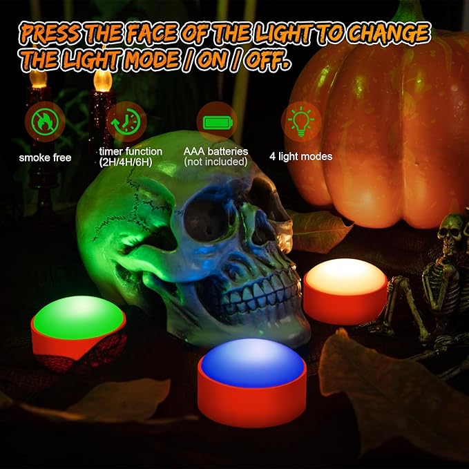 Halloween LED Flameless Pumpkin Lanterns, Battery Operated Jack-O-Lantern Lights with Remote Control and Timer, RGB Dimmable Color Changing Lights for Halloween and Pumpkin Decoration - 6 Pack