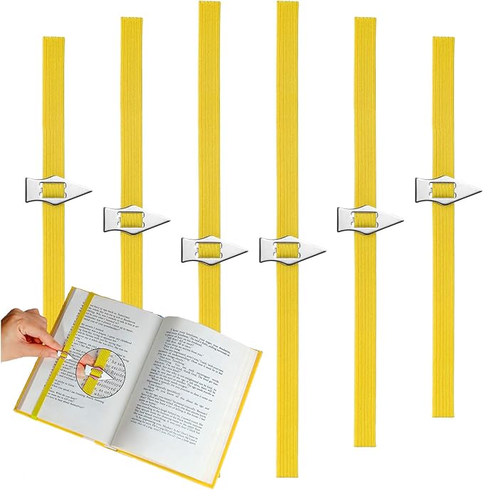 Elastic Bookmark,6 Pack Book Marks with Pointer Perfect for Book Reading-Mark Last Place,Planner Bookmarks for Reading Women,Men,Kids,Book Lovers(Yellow)