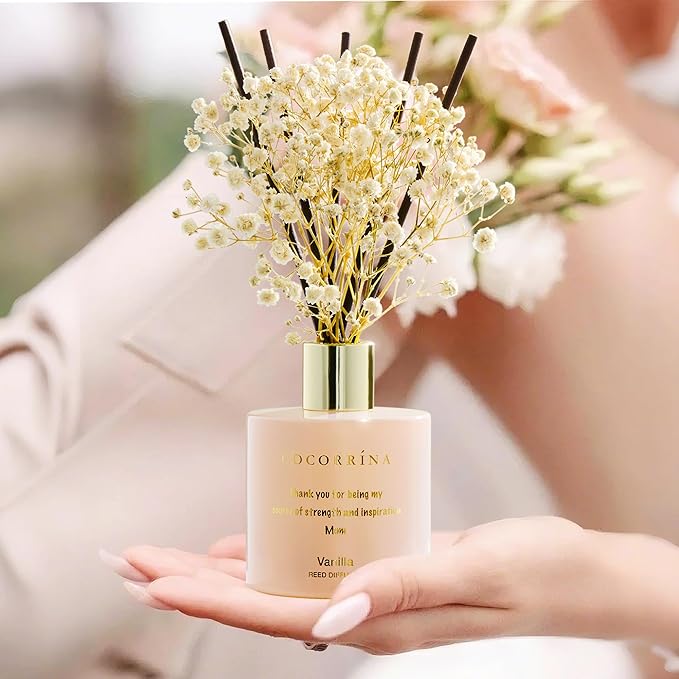 COCORRÍNA Reed Diffuser - Vanilla 6.7 Fl.oz Reed Diffuser with Sticks Bitrhday for Mom, Home Fragrance