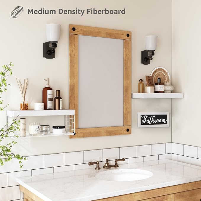 QEEIG Bathroom Shelves Over Toilet - Paper Storage Wall Mounted Farmhouse Decor Decorations Aesthetic Décor Sign Small Floating Shelf 2+1 Set 16 inch, White (020WW)