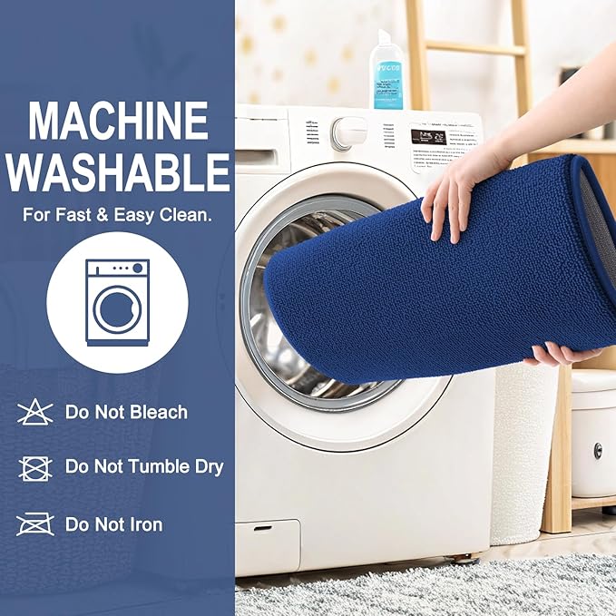 OLANLY Thick Memory Foam Bath Mat Rug 47x24, Extra Soft Absorbent Bathroom Rug, Quick Dry Bath Mats, Non-Slip, Machine Washable Carpet for Bathroom, Tub and Shower, Home Decor Accessories, Navy