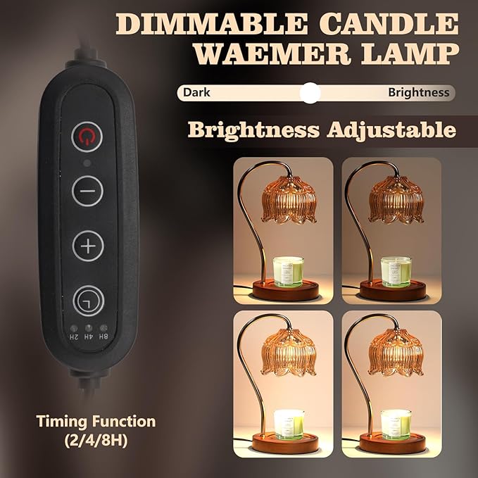 GEEZO Fragrance Candle Warmer Lamp,Electric Candle Warmer with Timer & Dimmer,Mom Christmas Birthday Gifts for Women, House Warming Gifts New Home Bedroom Decor