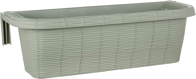 Apollo Exports International AP-30310 24" Adjustable Railing Planter, Ratan Look, Green