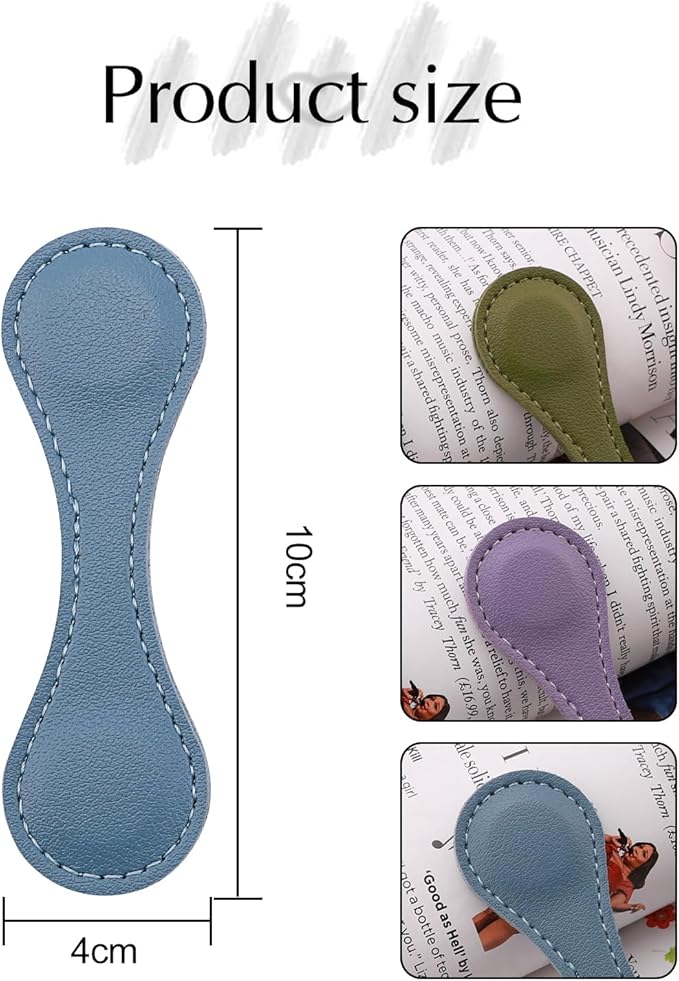 Leather Magnetic Bookmarks, 3Pcs Dark Morandi Magnet Book Mark Clips Gift for Women, Kids, Reading Book Lovers, Teacher Gift for School Office Home Supplies Father's Day Gift (Blue+Green+Purple)