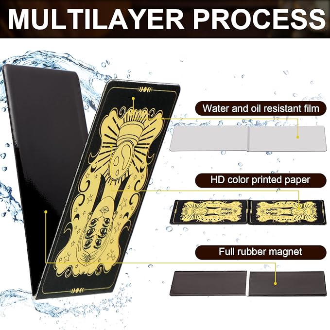 48 Pieces Tarot Magnetic Bookmarks Bulk Black Metal Aesthetic Page Markers Assorted Party Favor Journal Paper Bookmarks for Women School Students Teachers Friend Club Gift