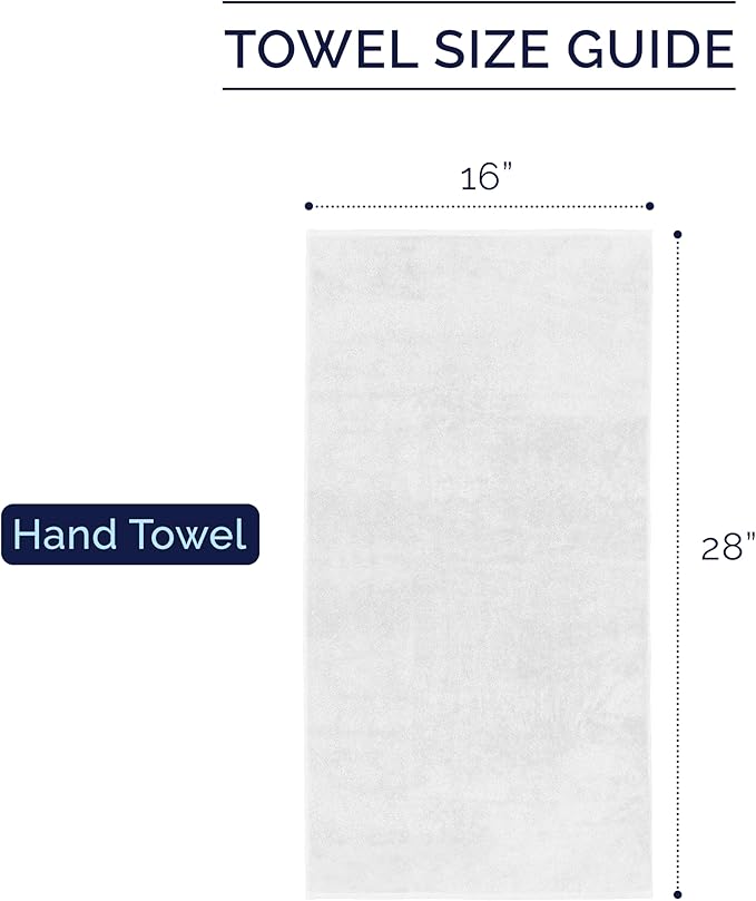 Elegant Comfort Premium Turkish Cotton 4 Pack Hand Towel Set - 16 x 28 inch, Luxurious Hotel Spa Quality 100% Turkish Cotton 4PC Hand Towel Set - Highly Absorbent - Soft Bathroom Towels, White/Gray