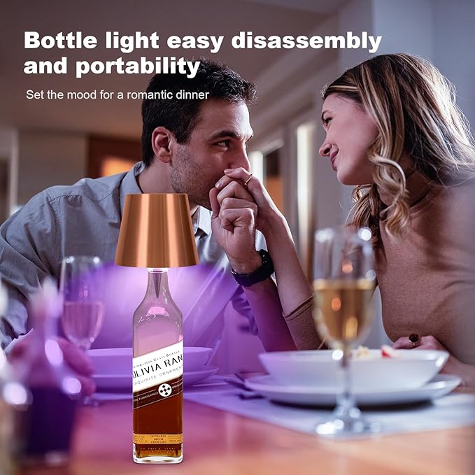 2025 New Wireless Bottle Lamp,RGB LED Bottle Light with Remote(RGB Rose Gold, 1pc)