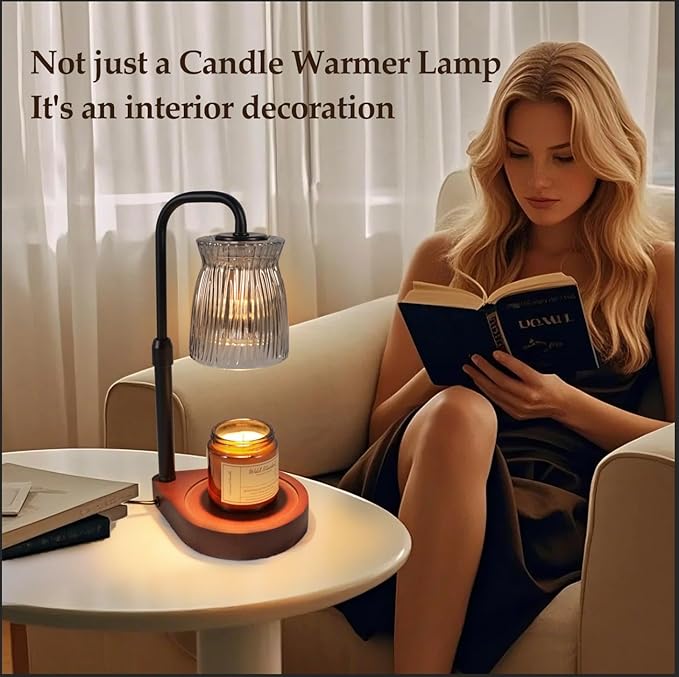 Shering Candle Warmer Lamp with Timer Dimmable, Adjustable Height Candle Warmer Light with Gift Box, Birthday Gifts for Women Friend, House Warming Gift Home Decor, Wax Warmer Lamp with 2 Bulbs