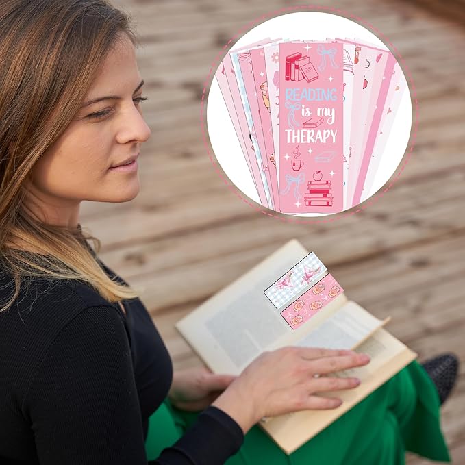 Coquete Magnetic Bookmark Gifts - 30PCS Bows Magnetic Bookmarks Pink Bow Book Marks Cute Flower Cake Cherries Page Magnets Marker Clip for Book Lovers Girls Students Teacher Reading Bookis Gift