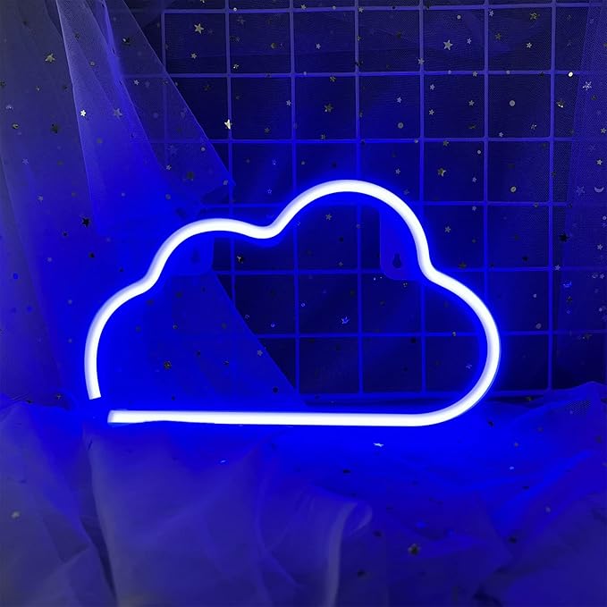 LED Cloud Neon Light for Wall Decor, Battery or USB Powered Cloud Sign Shaped Decoration Wall Lights for Bedroom Aesthetic Teen Girl Kid Room Christmas Birthday Wedding Party (Blue)