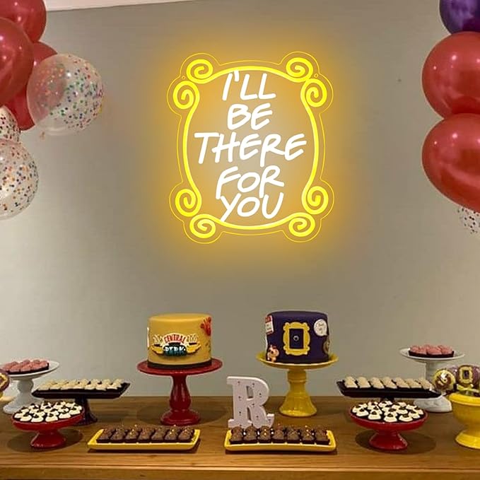 Friends TV Show Neon Signs, Monica's Door Neon Lights, Friends gifts I'll Be There for You Neon Sign for Wall Decor Dimmable LED Neon Signs for Birthday Gifts Party Day Decor 17 * 13 inch
