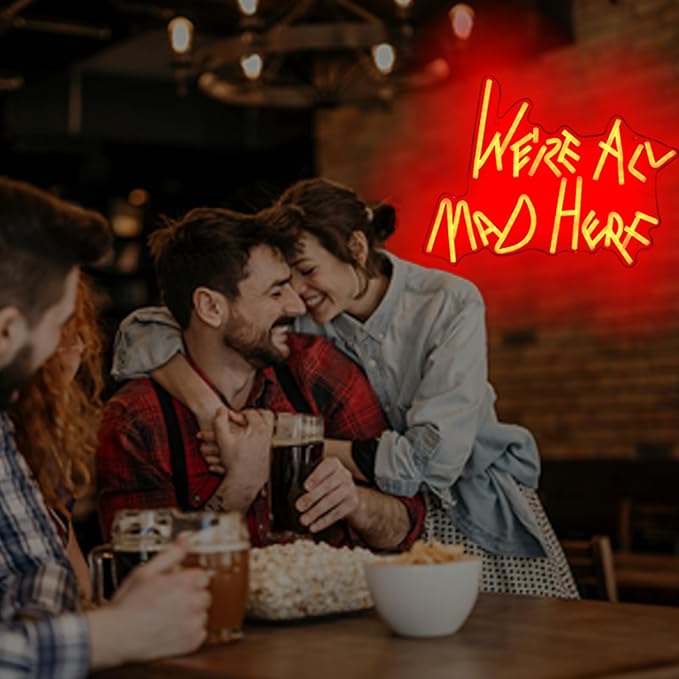 We're All Mad Here Neon Signs Alice In Wonderland Neon light for Wall Art Letter neon Club Cave Beer Bedroom theme hotel Bar Decorations Christmas Kids Gifts